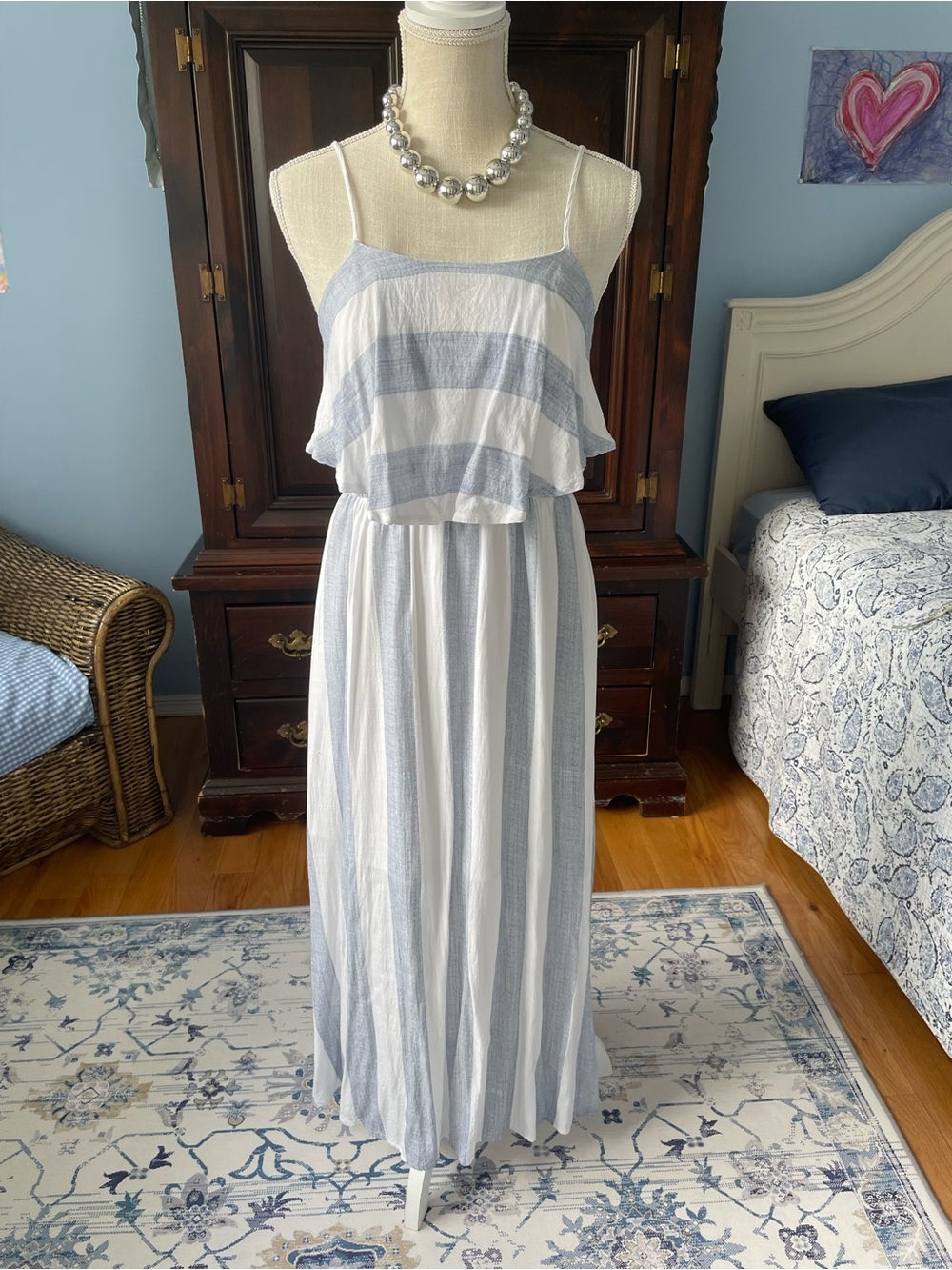 After Market Maxi Dress-Blue/White-Small